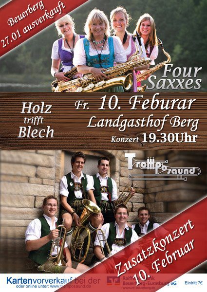 Konzert, Beuerberg, Holzhausen, Gasthaus zur Mühle, Quartett, Quintett, Brass, Saxophon, Blasmusik, bayrisch